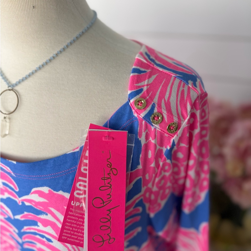 Lilly Pulitzer Pink and Blue Pineapple Long Sleeve Dress - Picture 3 of 7